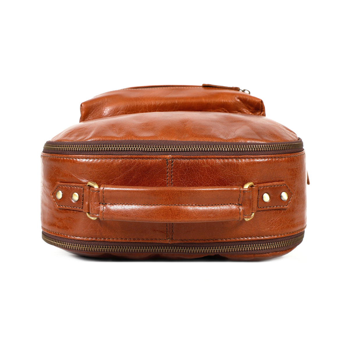 Elara Tan Leather Pocket Backpack