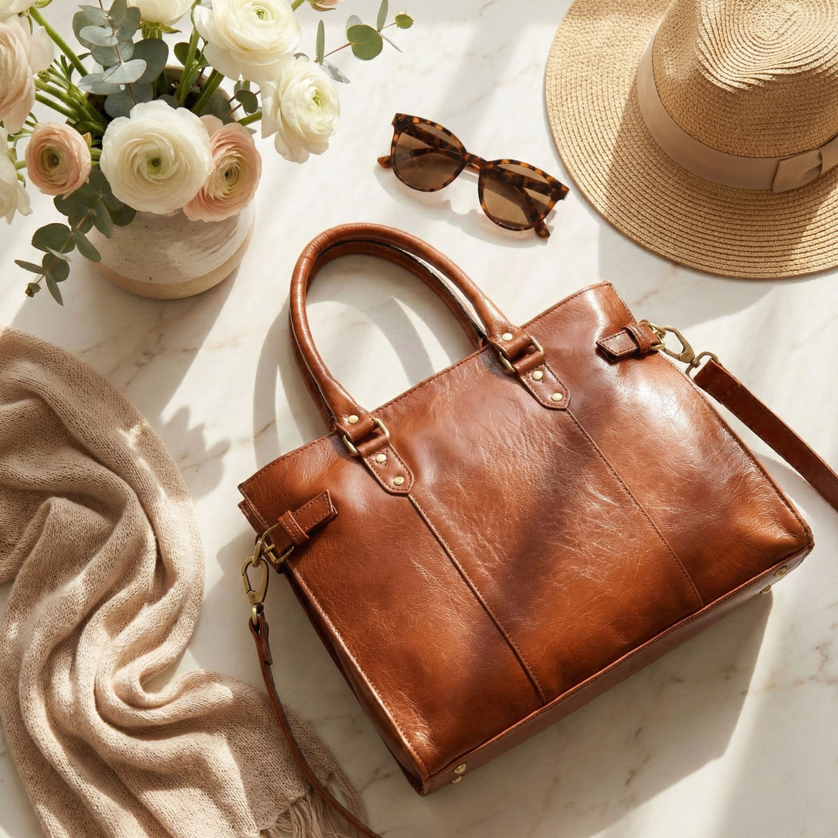Heritage Leather Tote – Large Work Bag for Women