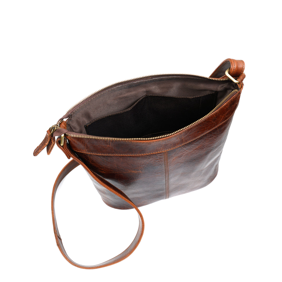 Aria Leather Zip Pocket Crossbody Bag