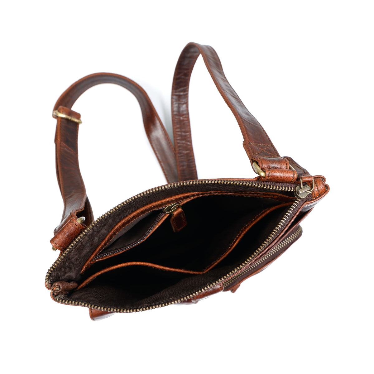 Marielle Brown Leather Crossbody Organiser Bag