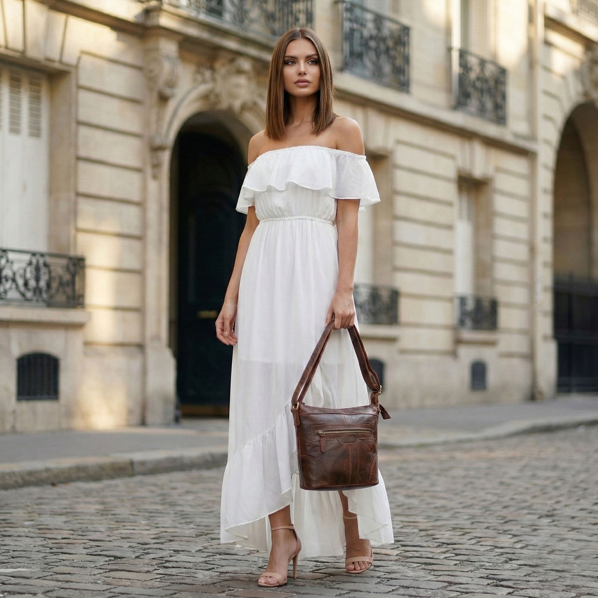 Aria Leather Zip Pocket Crossbody Bag